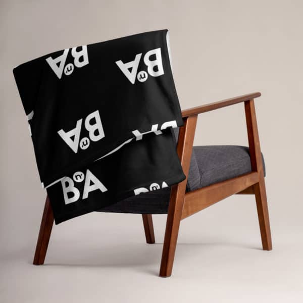 White BnA Lettering, Black Throw Blanket 2