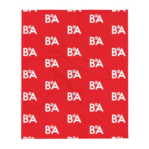 White BnA Lettering, Red Throw Blanket 2