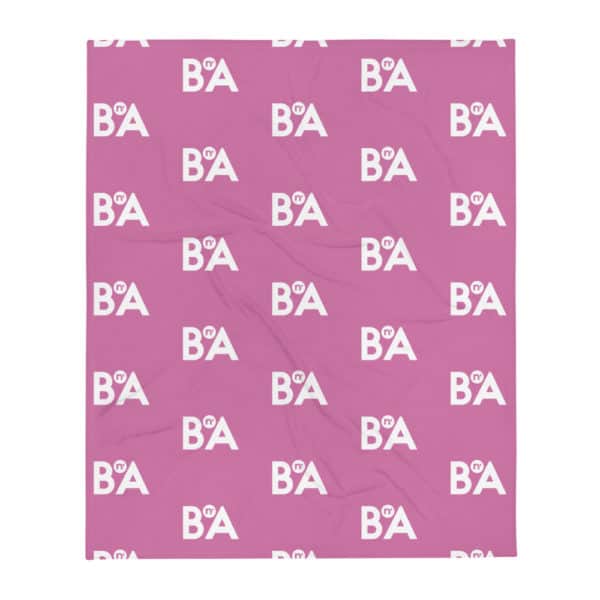 White Lettering, Pink Throw Blanket 2