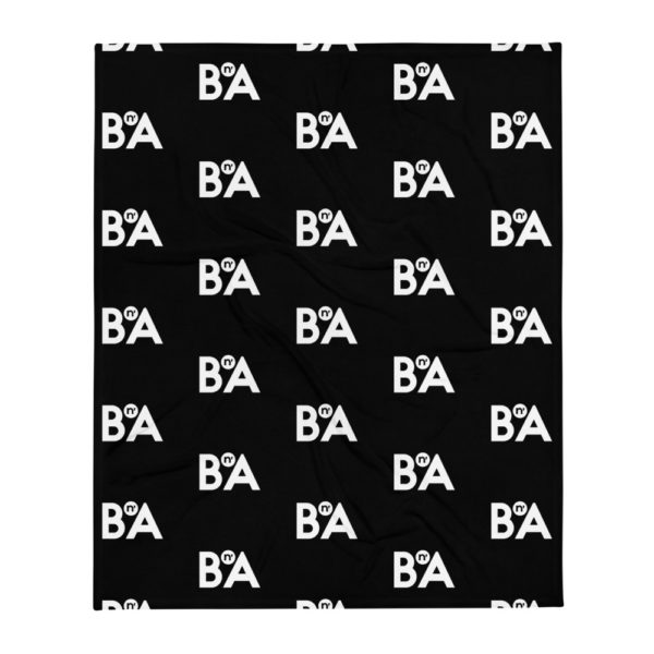 White BnA Lettering, Black Throw Blanket 3