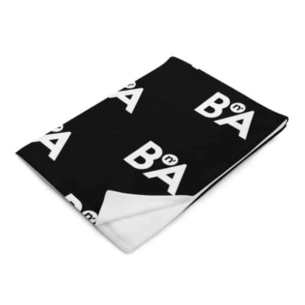 White BnA Lettering, Black Throw Blanket 1