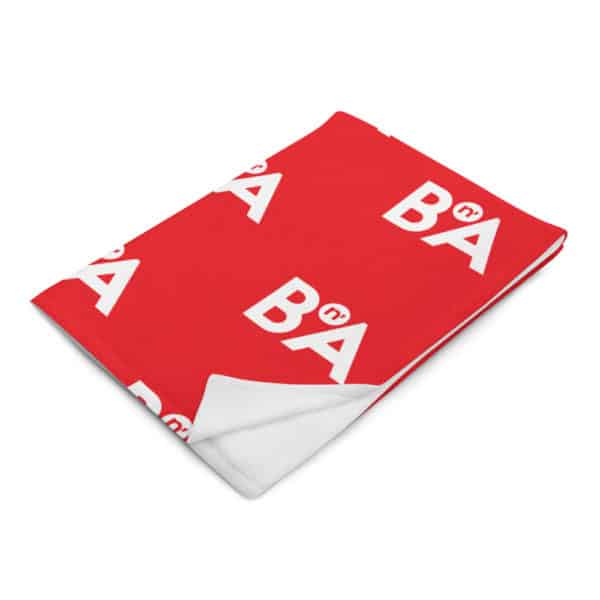 White BnA Lettering, Red Throw Blanket 1